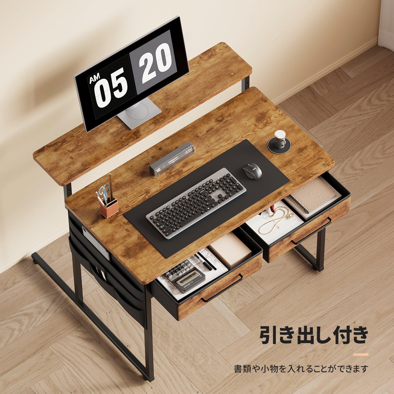 Amazon | Maihail パソコンデスク幅80cm コンパクト引き出し付き机 pc