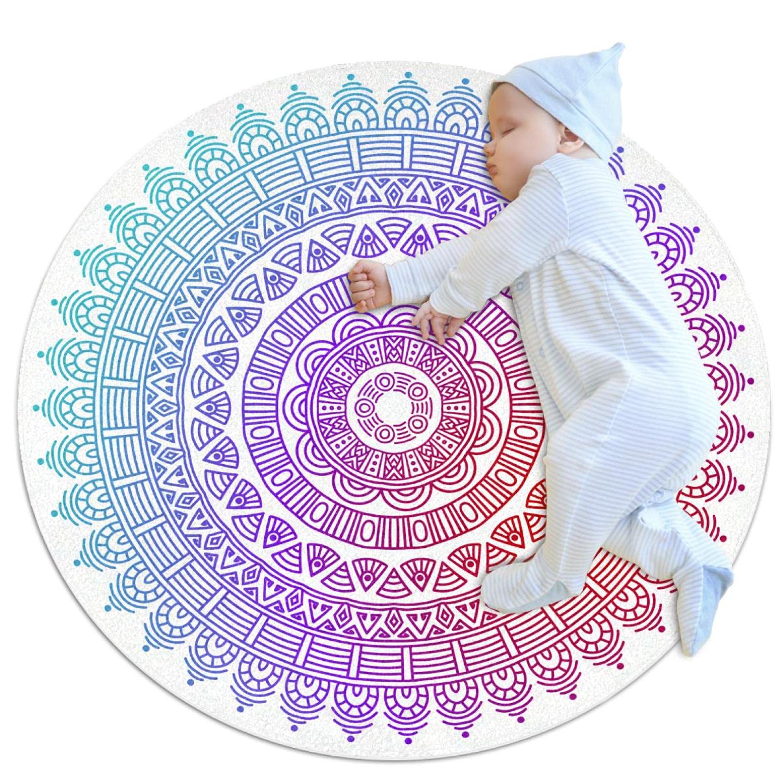 Tapis de salle de bain ethnique mandala sécurisé et doux pour enfants