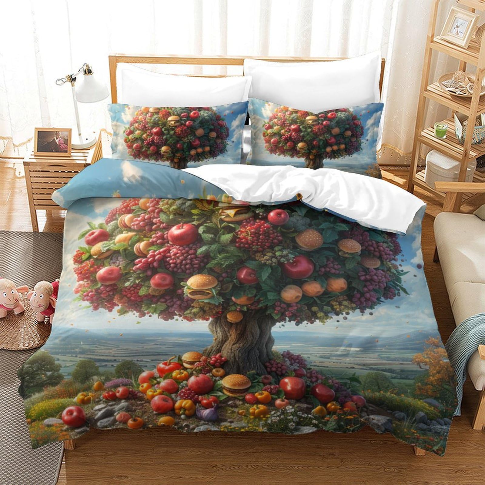 Parure de lit microfibre douce 220x240 cm avec fermeture éclair pratique pour lit king