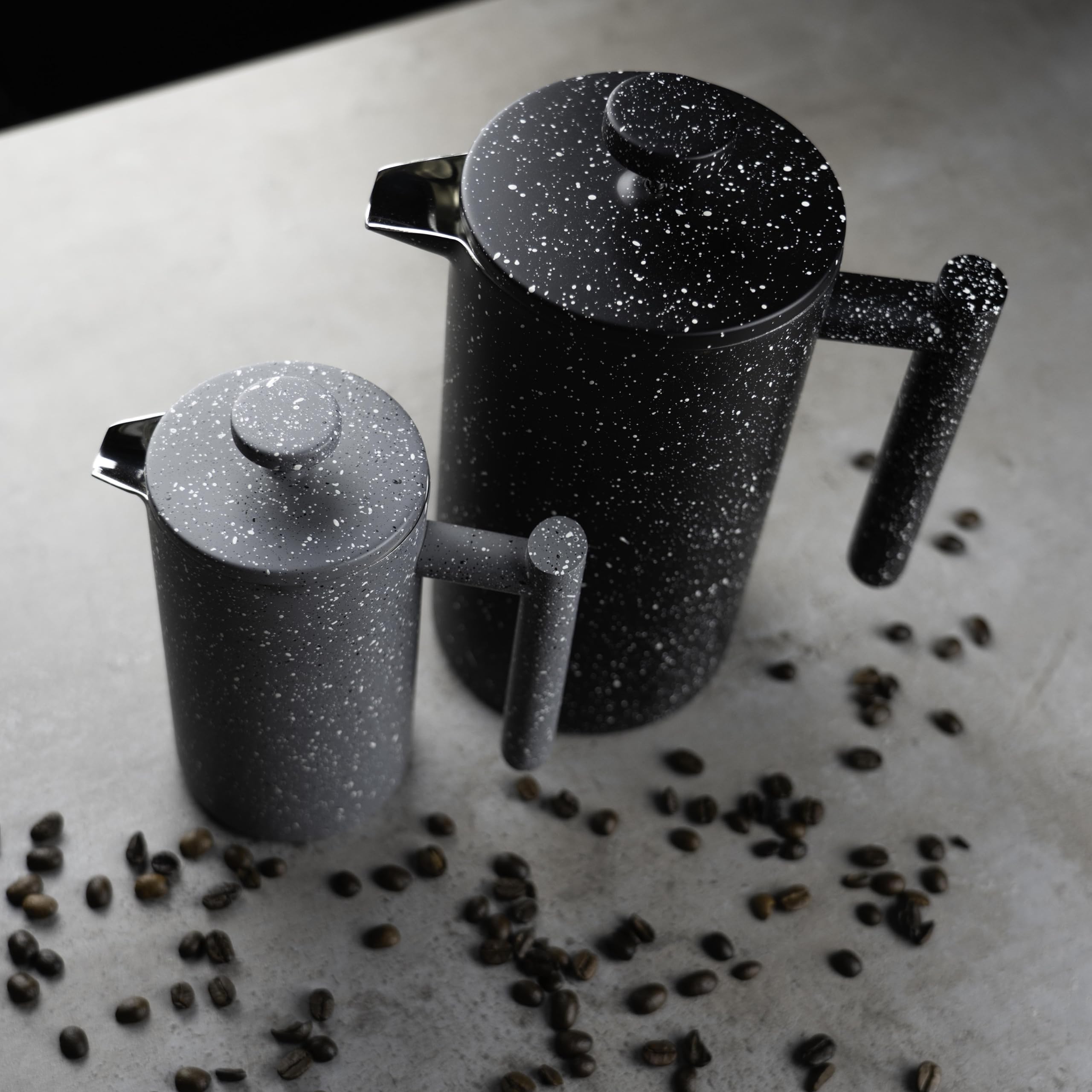 Café Olé CFD Kawiarka, korpus z podwójnymi ściankami ze stali nierdzewnej 18/10 i filtr siatkowy, wykończenie w kolorze szarego granitu, 350 ml (3 filiżanki espresso lub 1 kubek)