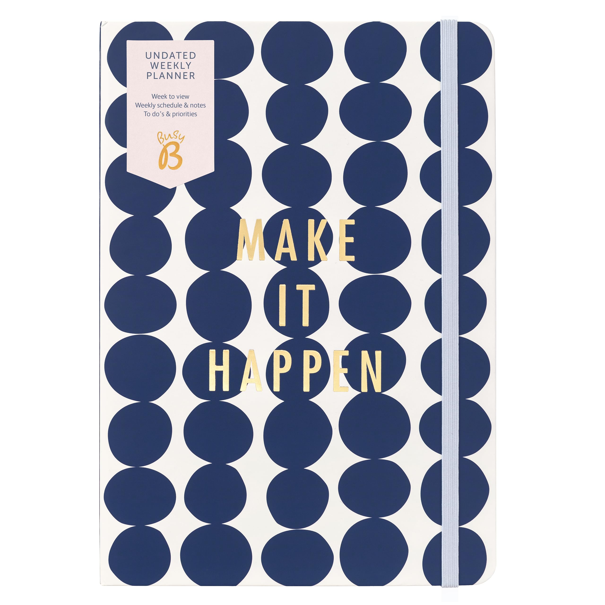 Busy B Undated Weekly Planner with Space for Notes, To Dos and Priorities - Navy Spot