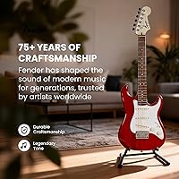 Vista 9 de Paquete Fender Squier de 24 Pulgadas de Escala Corta Strat - Paquete Transparente Rojo con Amplificador Frontman 10G, Afinador, Cable