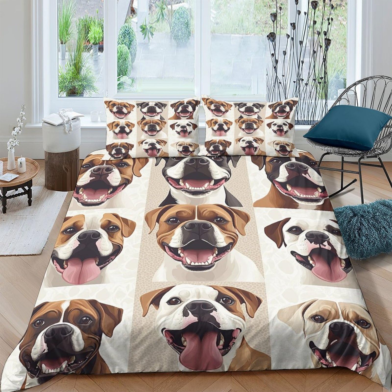 Housse de couette microfibre 3D chiot anti-plis pour lit ado