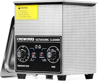 CREWORKS Ultrasonic Cleaner w Heater and Timer, 2L Professional Ultrasonic Cleaning Machine, Sonic Cavitation Machine w Knobs for Professional Jewelry Watch Glasses Cleaning More Stainless Steel