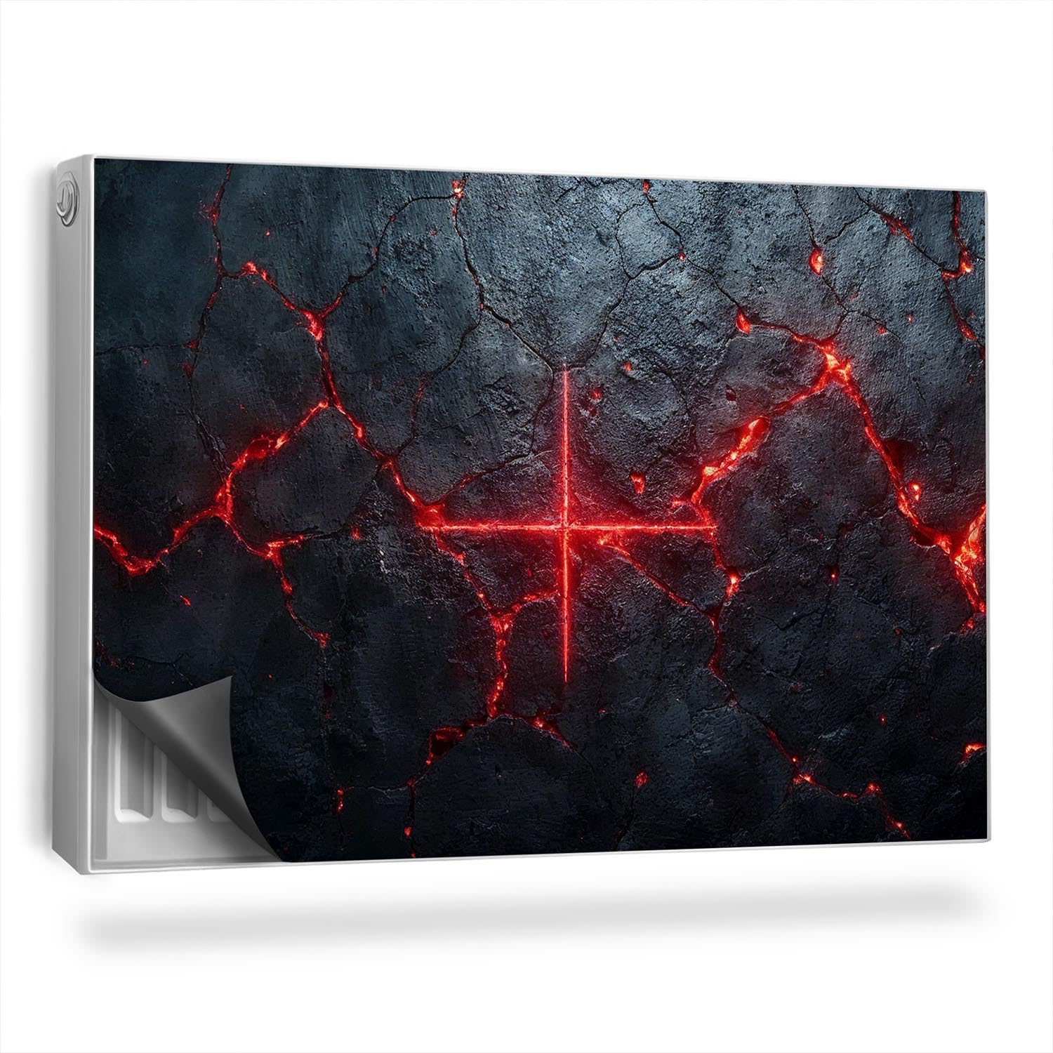 Panel magnético decorativo para radiador de salón cubriendo imperfecciones con arte de lava