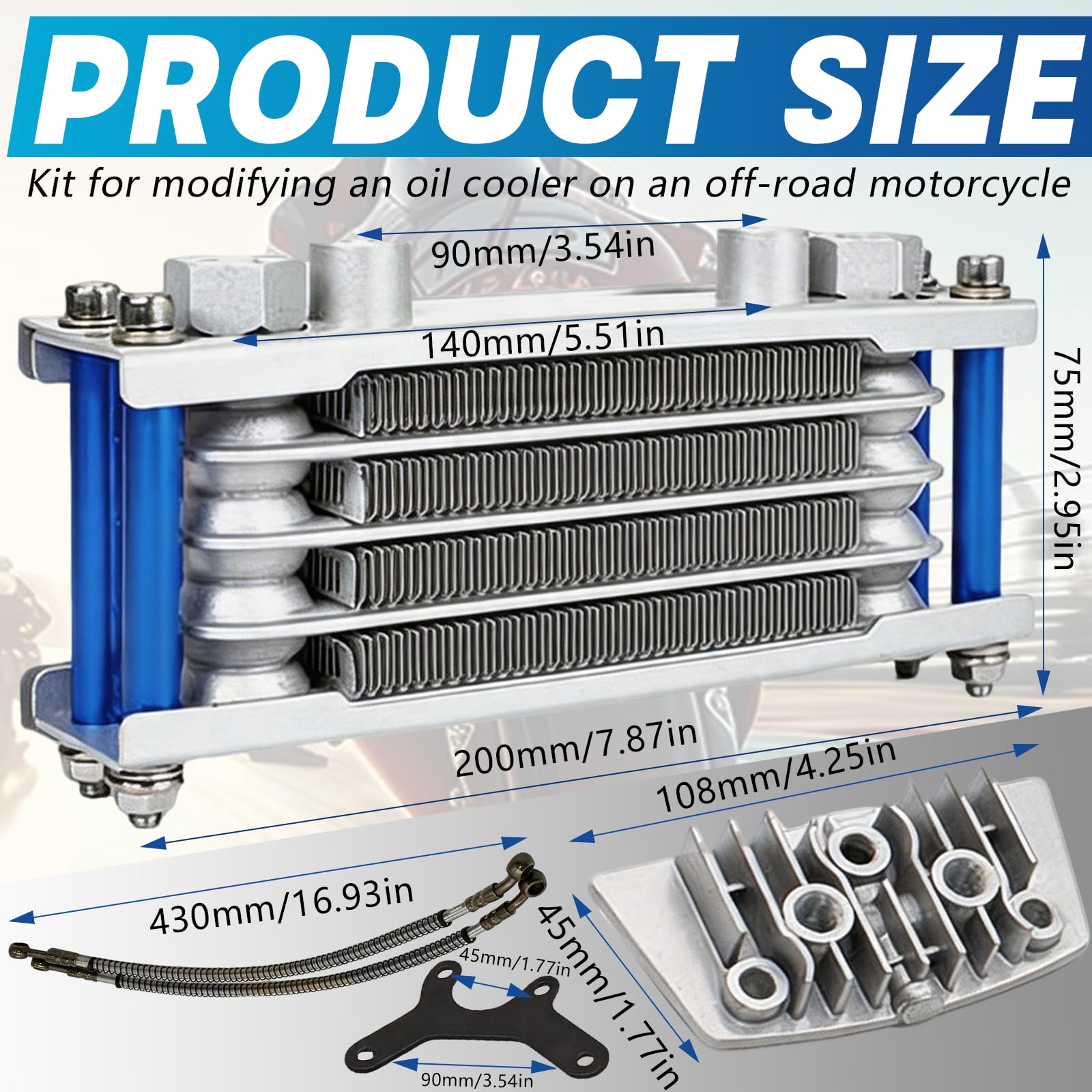 Motorrad Motorölkühler Ölkühler Kit, Motorrad Ölkühler Set Motorkühler Motoröl Kühler System Kit mit Schläuche Halterung Schraube für 50cc-150cc Dirt Pit Bike Motorrad ATV