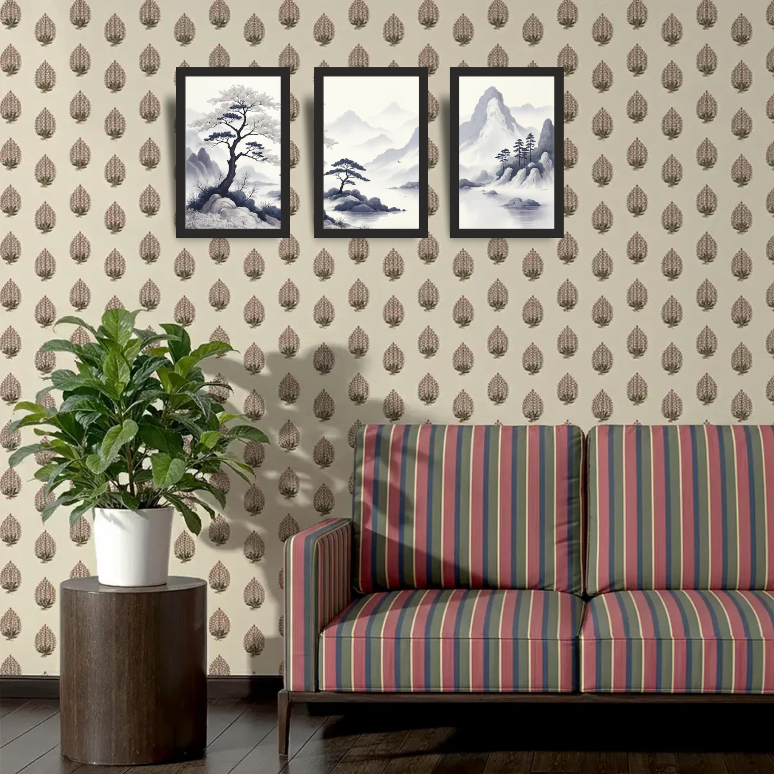 Minimalist Mountain Landscape Wall Art Set of 3 Frames