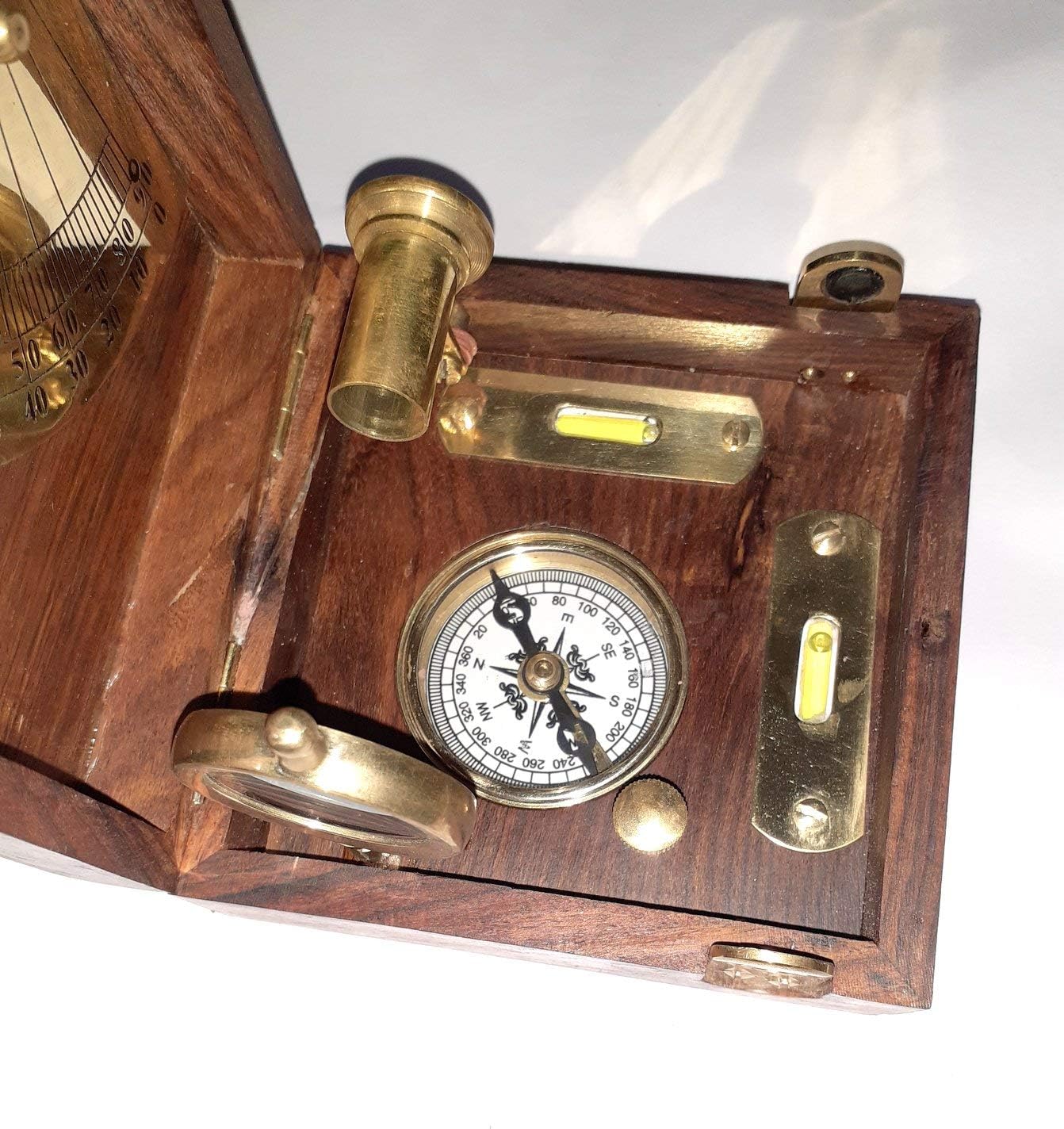 Solid Brass Nautical AYTAM MAGNIFERE TELESCOP MAGNTICK Compass with Wooden Box 4 INCH Approx