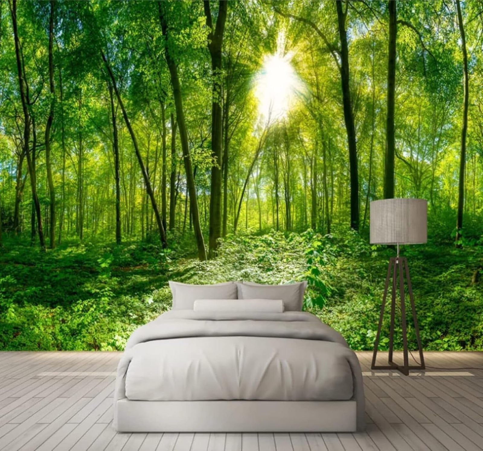Green Forest Sunshine Nature Landscape 3D Wallpaper Easy Install Feature Office Living Room Sofa Bedroom TV Background Wall Decoration-250cm×170cm