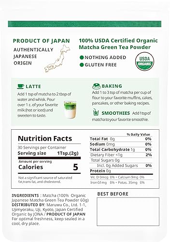 Miniatura 9 de RICHA MATCHA Polvo de té verde matcha de grado ceremonial orgánico  Primera cosecha de Uji Kyoto  Té verde japonés sin azúcar premium  USDA, sin