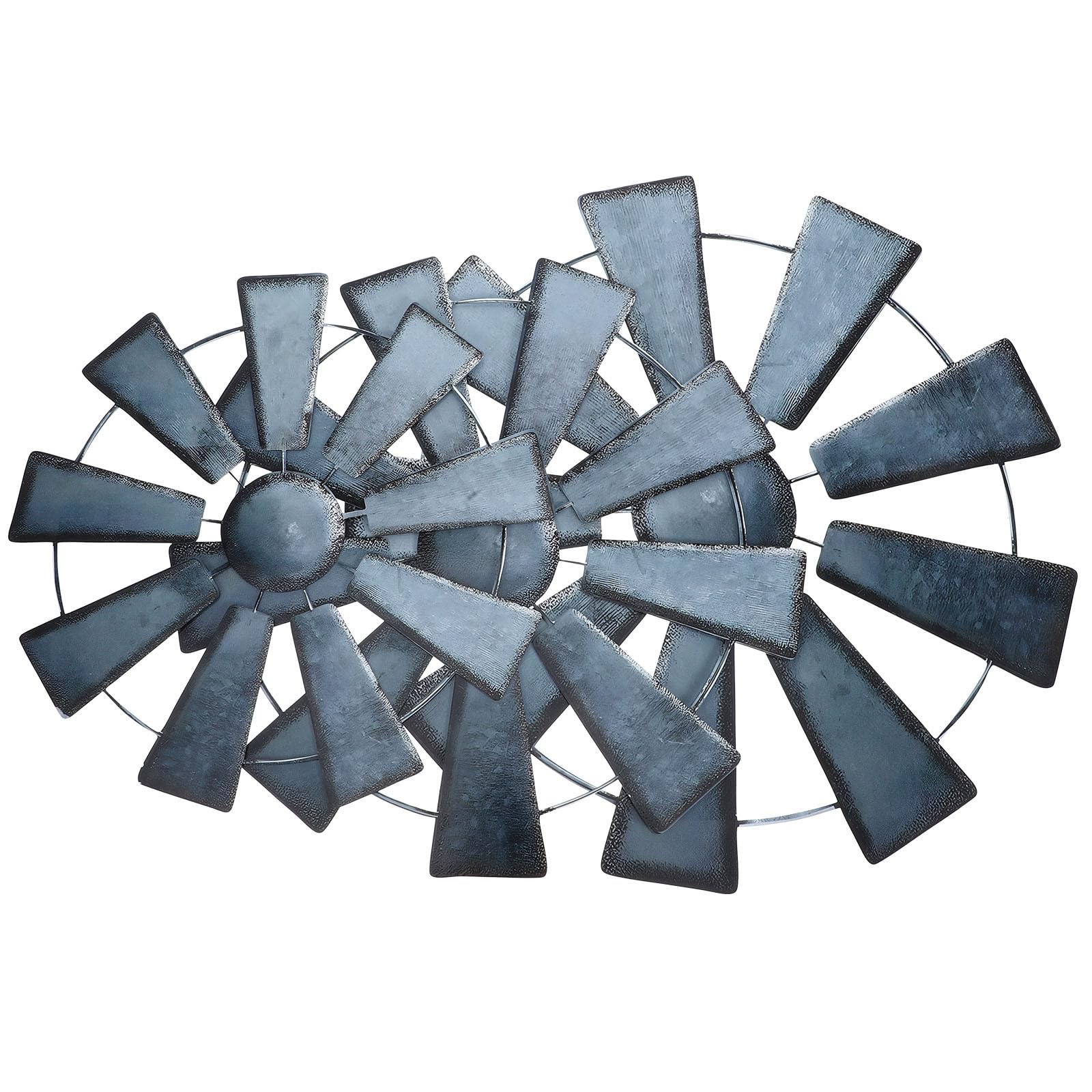 3 Stück Rustikale Metall Windmühlen Wandskulptur für Wohnzimmer