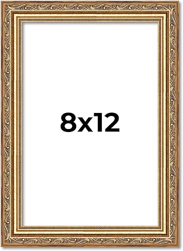 Vista 235 de Poster Palooza Marco de fotos de madera tradicional dorado antiguo de 6 x 18 pulgadas con plexiglás acrílico UV, respaldo de tablero de espuma