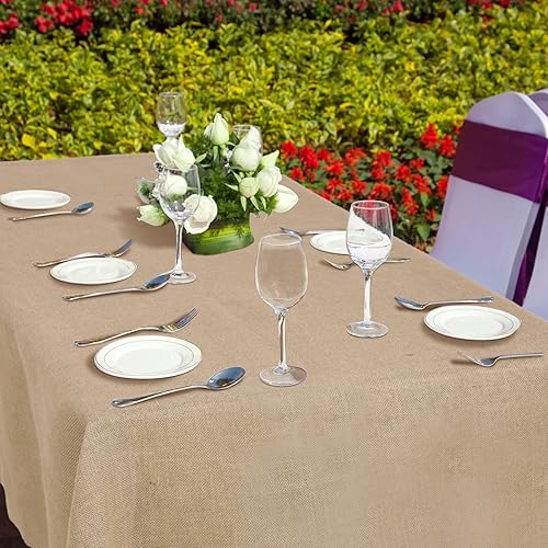 Miniatura 10 de Mantel rectangular de arpillera natural para casa de campo mantel rústico marrón yute mantel de mesa para fiestas hogar cocina mesa interior 1