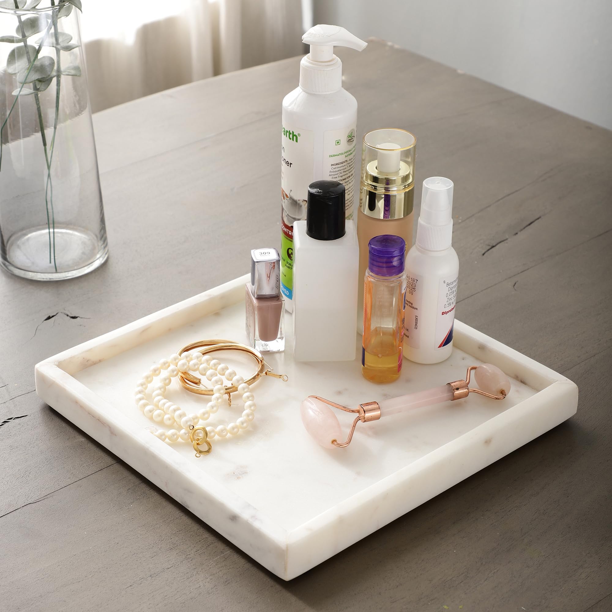 NikkisPride Marble Tray Square, Serving Tray, Vanity Tray Handmade in India