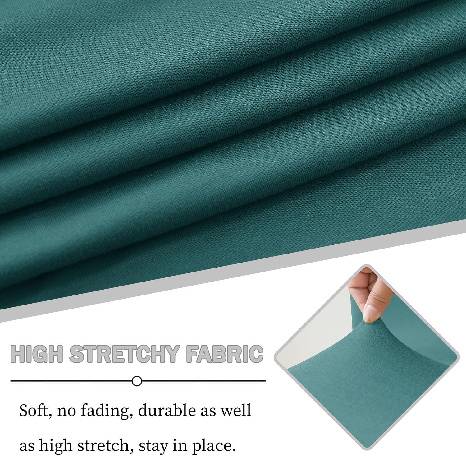 Spandex Bar Stool Covers, Square Pub Counter Stool Covers with Backs Stretch Barstool Protector Slipcovers Removable for Dining Room Swivel Barstool Chair Seat-Turquoise Blue-4 Pack