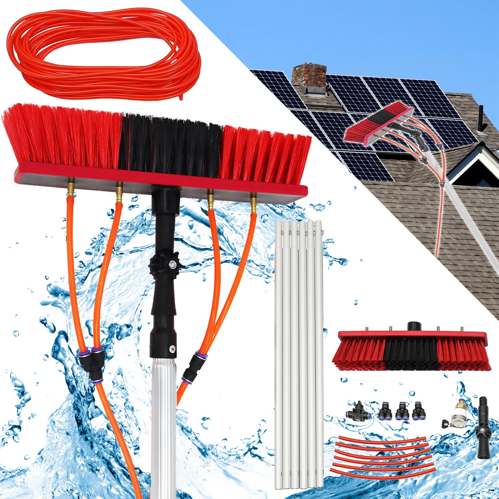 Professal - Pulitore per finestre da 14 m, con asta ad acqua per pulizia, pannelli, tetti, camion, barche e auto, efficiente, leggero, soluzione detergente