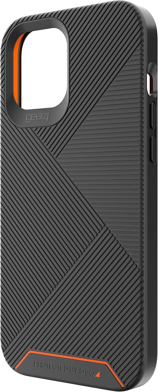 ZAGG Gear4 Battersea Hardback Case with Advanced Impact Protection [ Protected by D3O ] with Reinforced Back Protection, Slim Design - Made for iPhone 12 Pro Max - Black, Black Rugged (702006068)