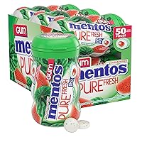 Vista 10 de Mentos Chicle Pure Fresh sin azúcar con xilitol, gaulteria, a granel, botella de 50 piezas (paquete de 6)