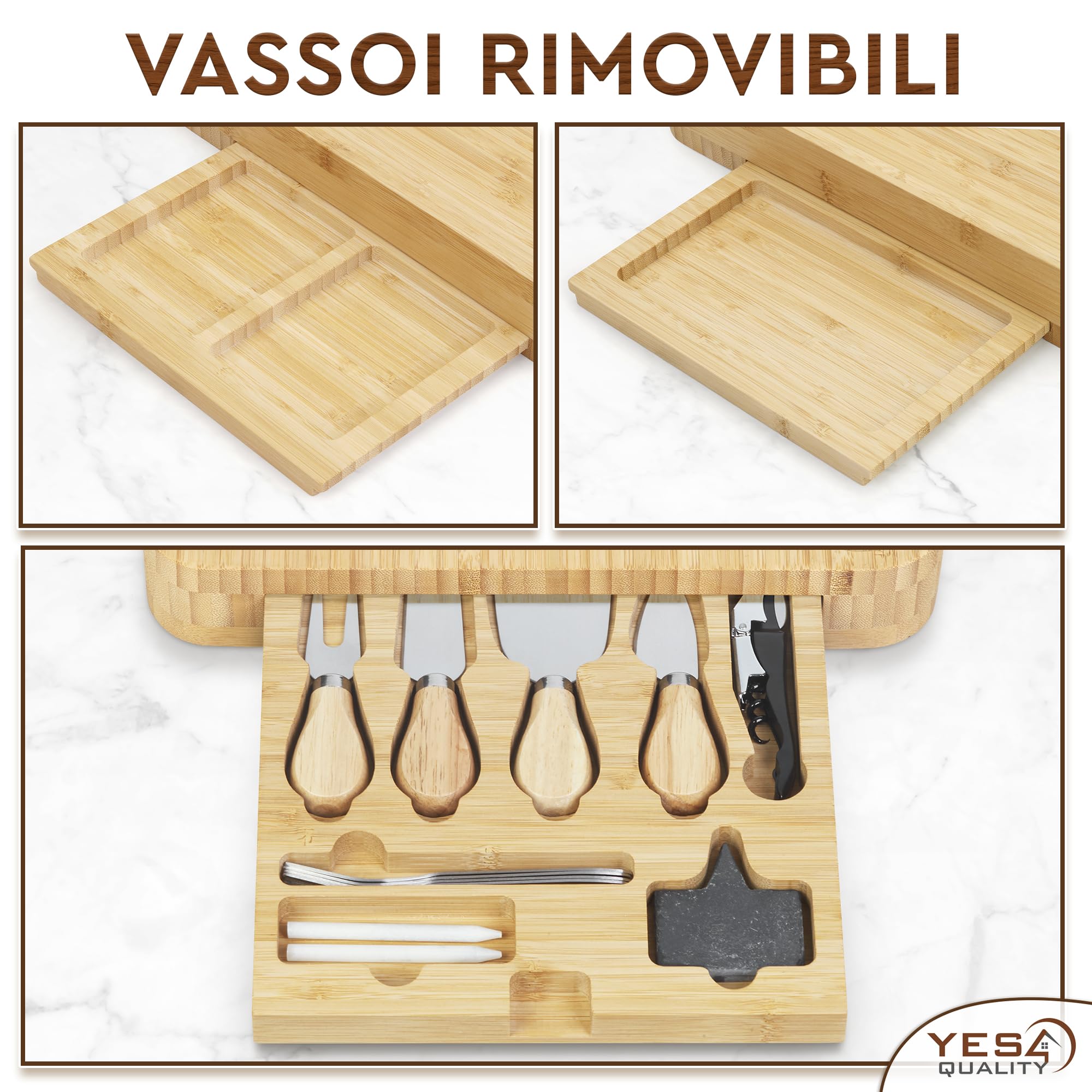 Set regalo tagliere di salumi di lusso, 23 pezzi, bambù, grande tagliere per formaggi e piatto di frutta per la festa del Ringraziamento o regalo di compleanno