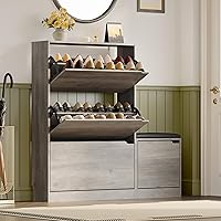 Vista 10 de Armario de almacenamiento de zapatos con 3 cajones abatibles, armario estrecho para zapatos, organizador independiente de almacenamiento para Negro