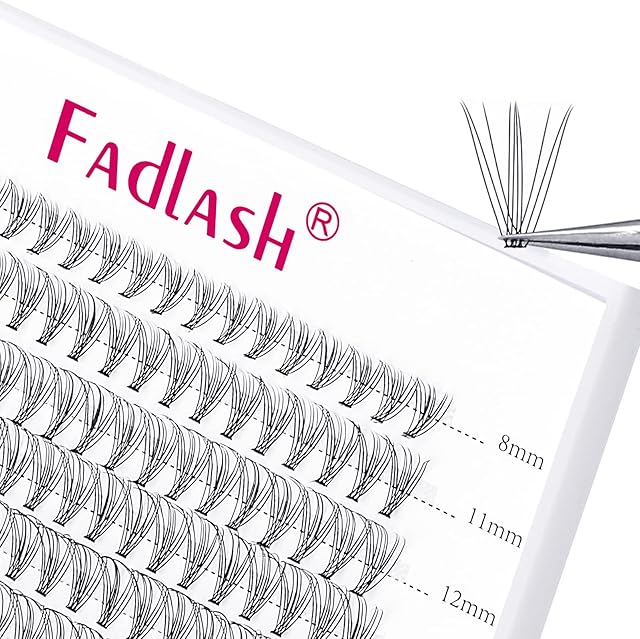 Fadlash Indywidualne rzęsy 10 Root Cluster Lashes 0.07mm C Curl 8-15mm Mixed Długość 120pcs Self-Application for DIY Individual Cluster Lashes