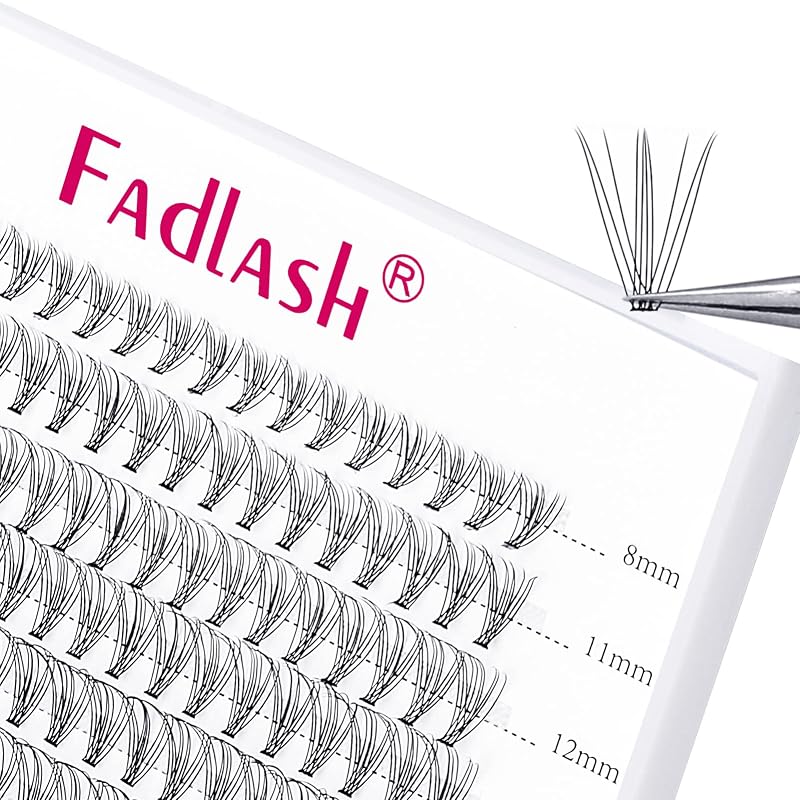 Cílios postiços em tufos FADLASH 10D C, curvatura C, 8–15 mm, 120 unidades