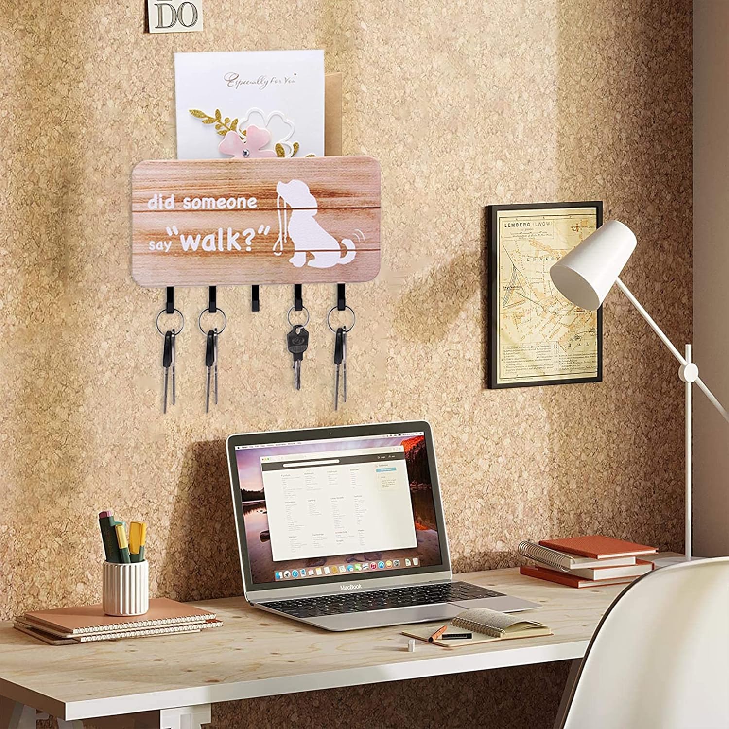 Buy Key Holder for Wall Mounted Mail Sorter Organizer with 5 Key Hooks