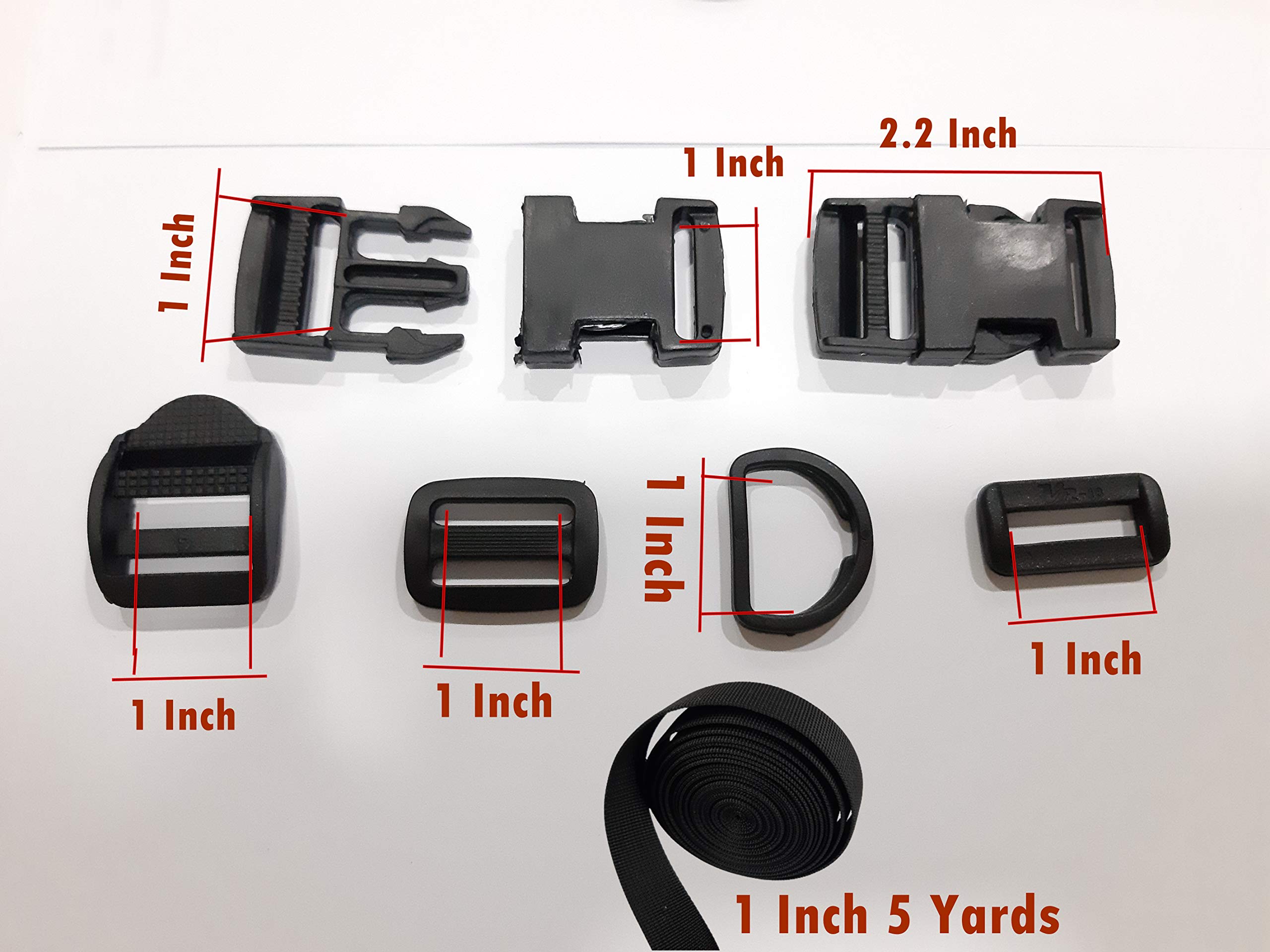 Lot De 5 Sangles En Polypropylène Réglables De 1,9 Cm Avec Boucle à Dégagement Latéral