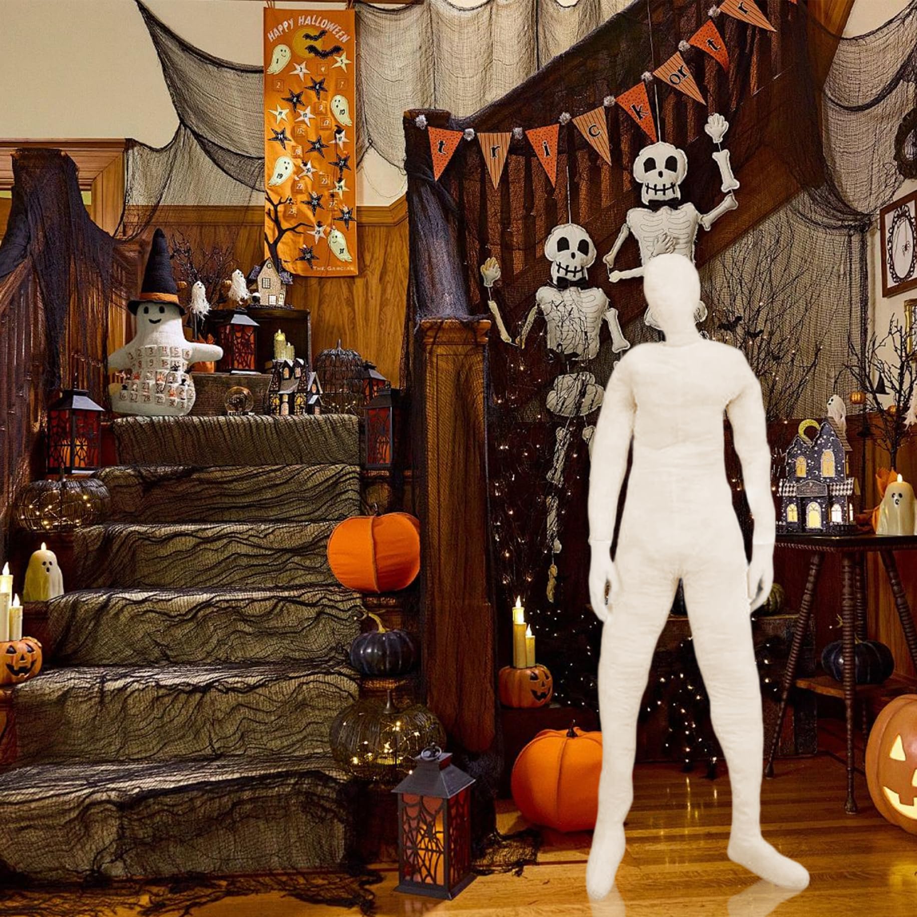 Muñecas Adultas de tamaño Completo, muñeco de Peluche de 70, 9 Pulgadas, maniquí articulado de Cuerpo Completo con Manos, decoración de Halloween para Fiestas de Casas encantadas, Beige, maniquí