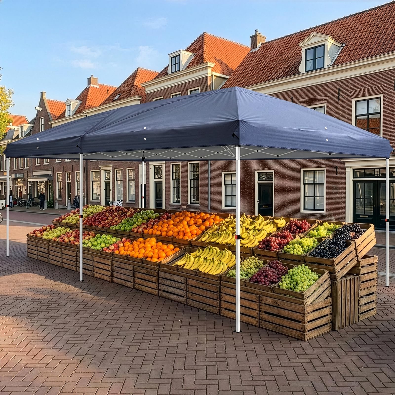 LEADZM - Carpa plegable 3 x 6 m - Impermeable - Protección UV 50+ - Ajustable en altura con 6 mosquiteros - Estable - Ideal para jardín, terraza, camping y uso comercial - Azul