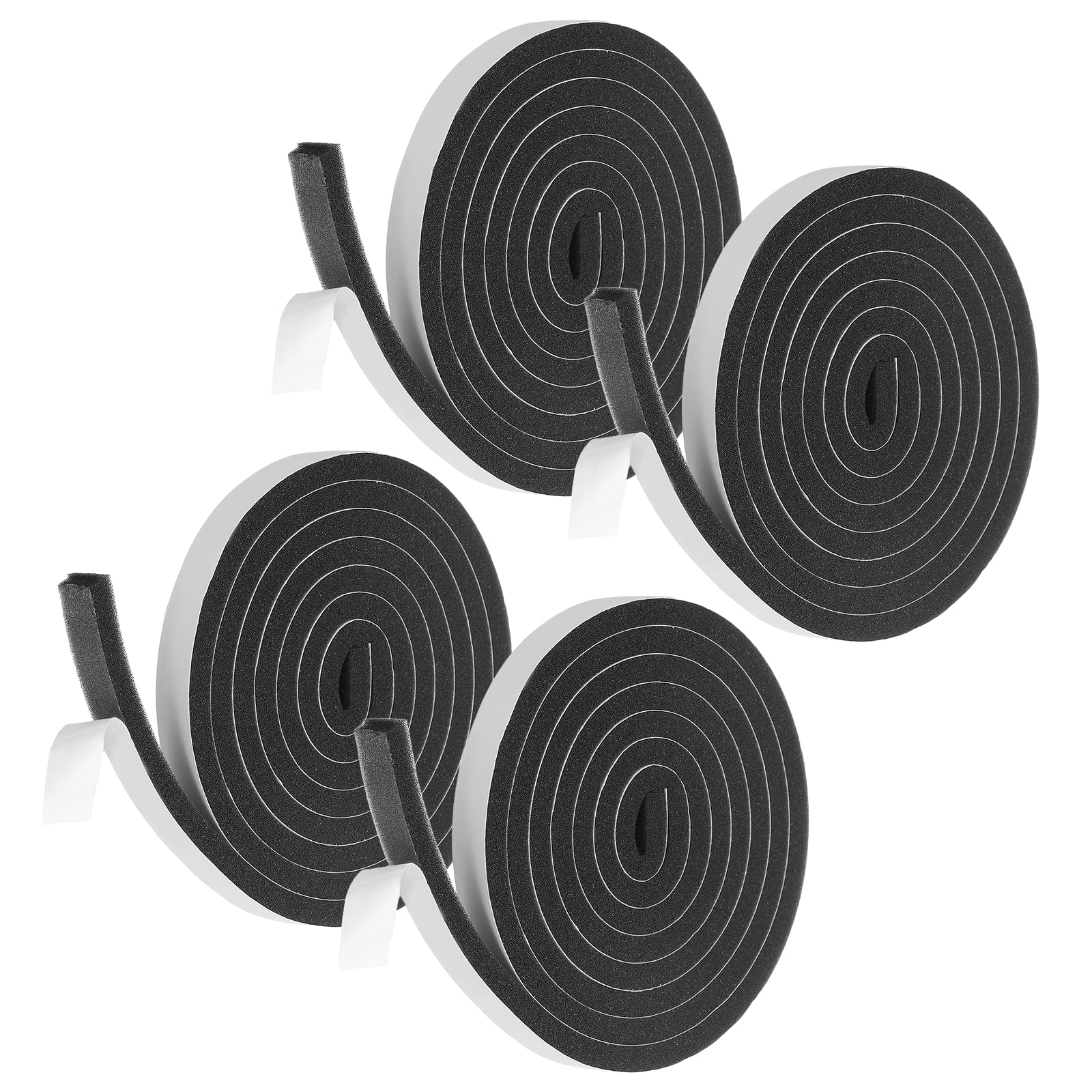 sourcing map Weather Stripping Door Seal, 4 Rolls 15mm x 10mm Adhesive Foam Tape Seal Soundproof Insulation Strips for Door Frame Window Gaps (26 Feet Total, 6.5 Feet/Roll)