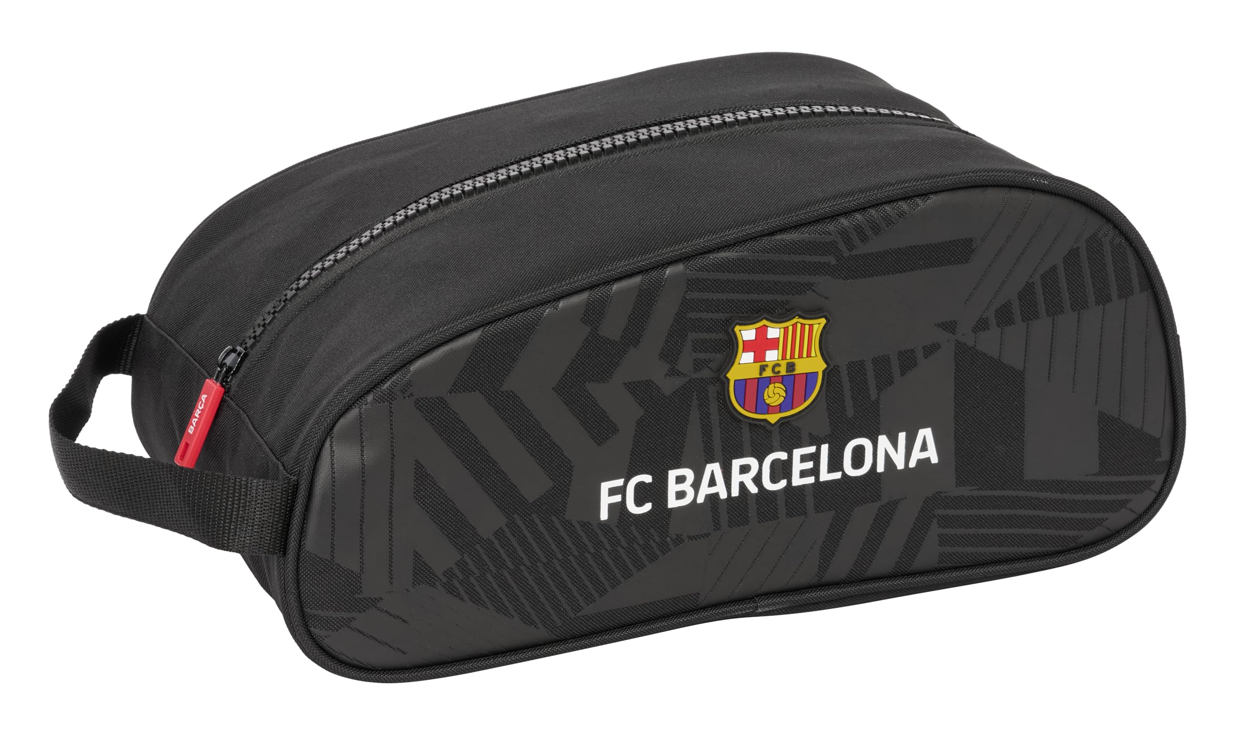 Safta F.C. Barcelona Black Oval Shoe Cabinet, Multipurpose, Pencil Case, Sports, Extracurricular, Football, Comfortable and Versatile, 34 x 18 x 15 cm, Black, Estándar, Casual