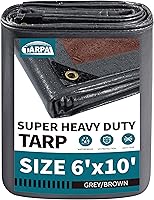 Vista 10 de TARPAL Lona súper resistente de 6 x 8 pies, cubierta de lona impermeable de 20 mil, protección UV, lona a prueba de rasgaduras y desgarros