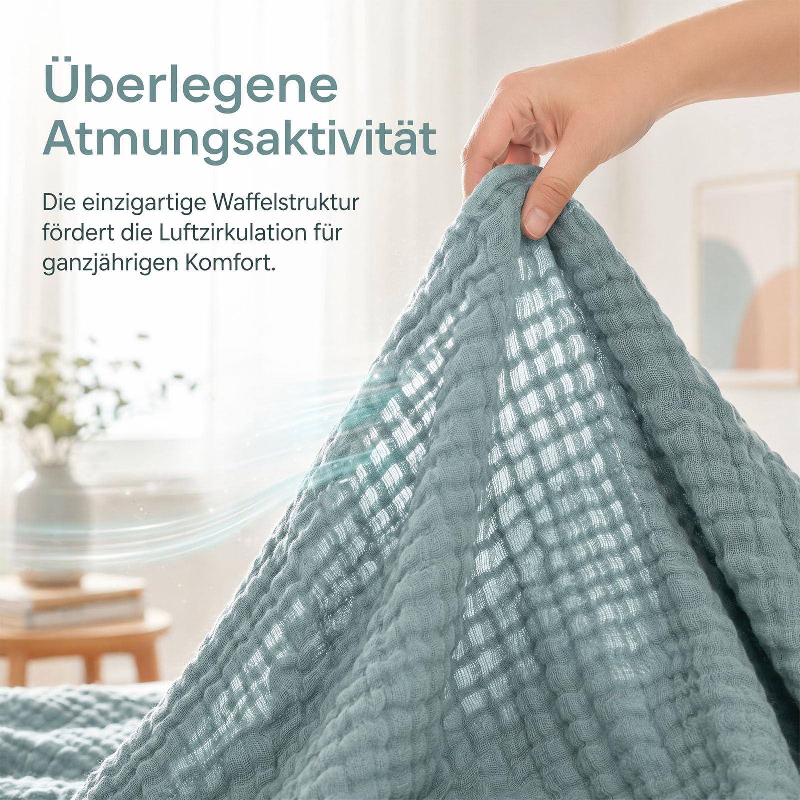 Musselin Decke 150 x 200 100% Baumwolle Leichte Sanfte Musselin-Decke für Bett Sofa Dunkelgrün