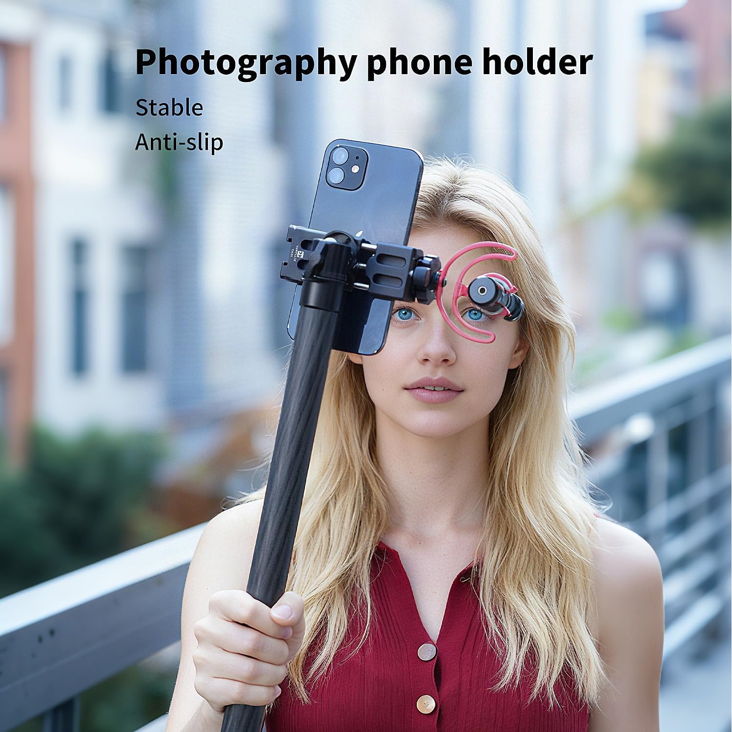 Aluminum Phone Tripod Mount with Cold Shoe & ARCA-Swiss Quick Release, Adjustable Smartphone Clamp with 1/4" Thread, Universal Phone Holder for iPhone 17/16/15/14/13, Samsung, Vlogging, Filming