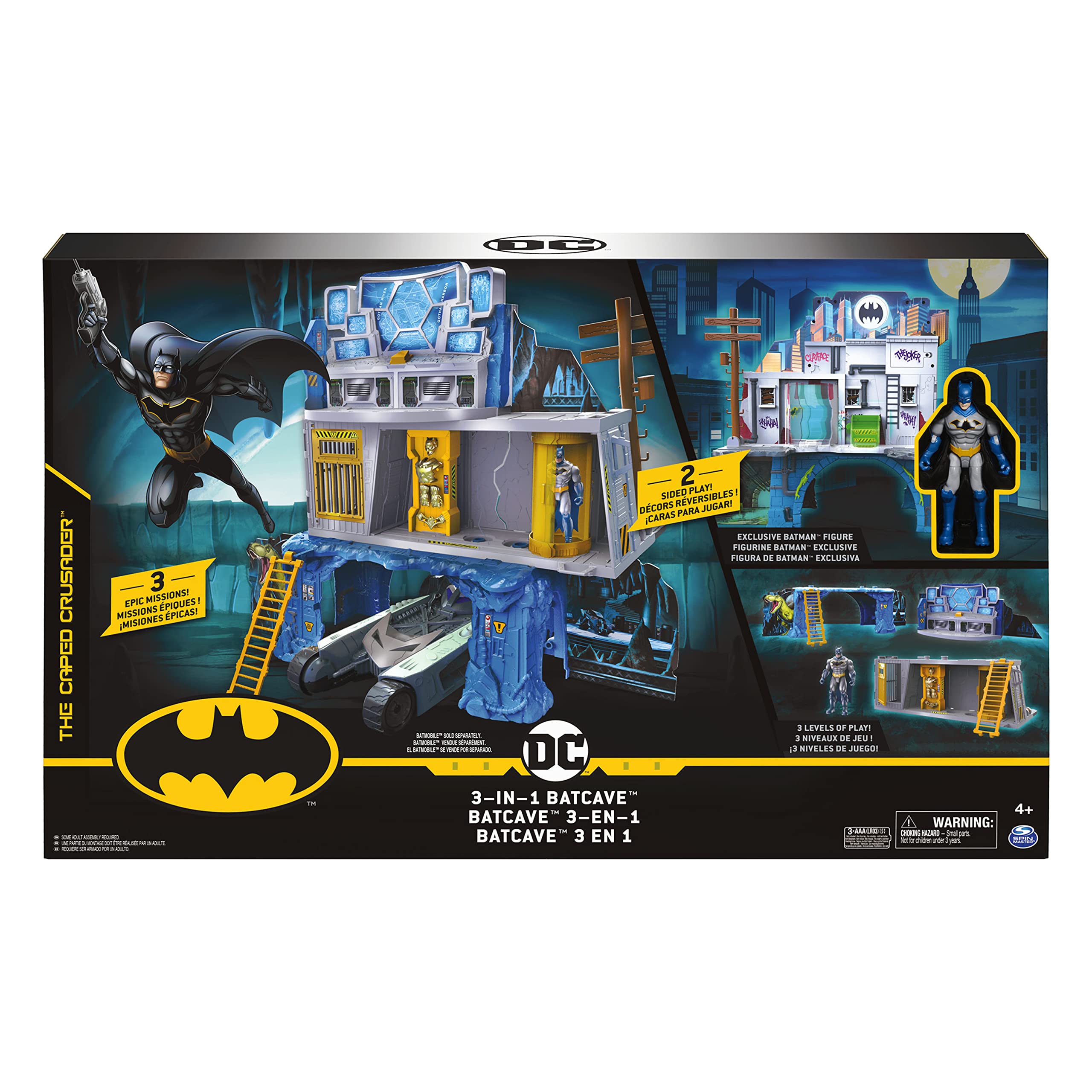 Dc Comics The Caped Crusader Batman 3 w 1 Zestaw z Figurkami Do Zabawy, Wielokolorowy, 10 cm, 6058292