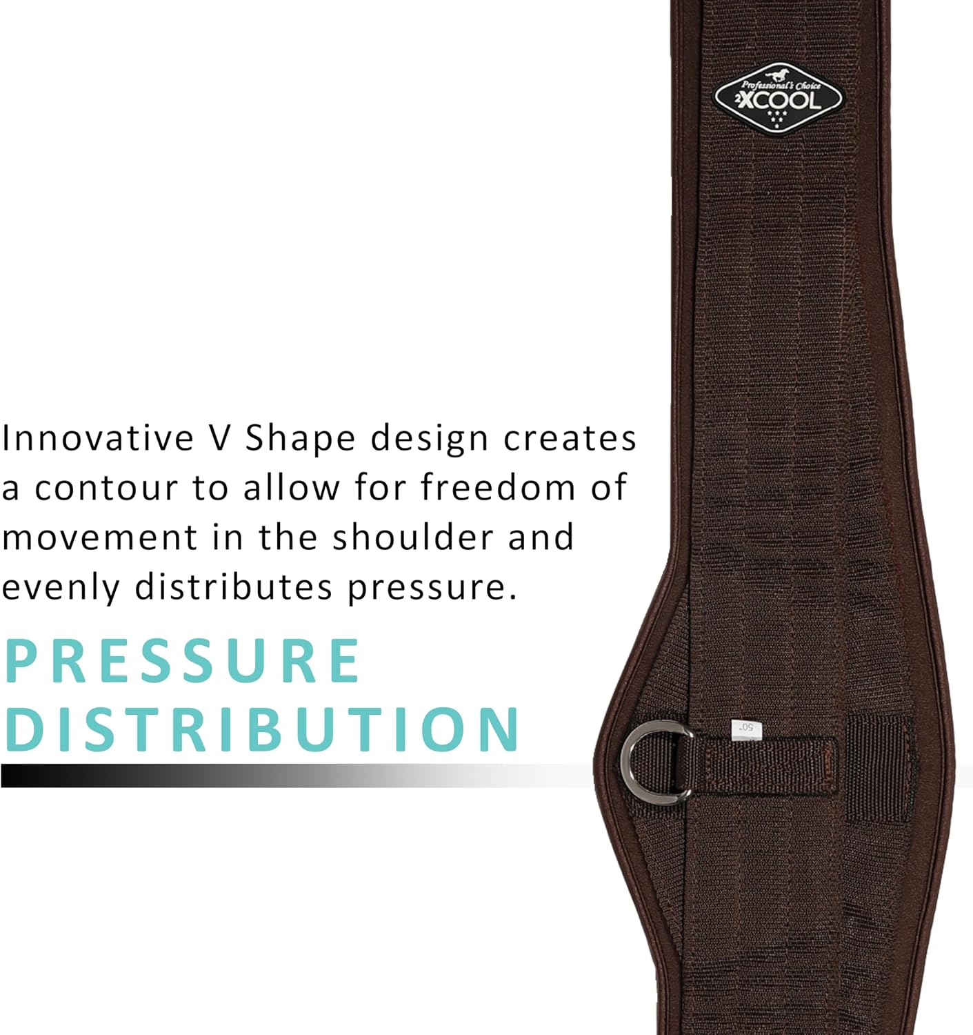 Professional's Choice 2XCOOL English Girth | Cooling Minerals Infused in Liner | V-Shaped Design for Pressure Distribution | Honeycomb Silicone Soft Grip