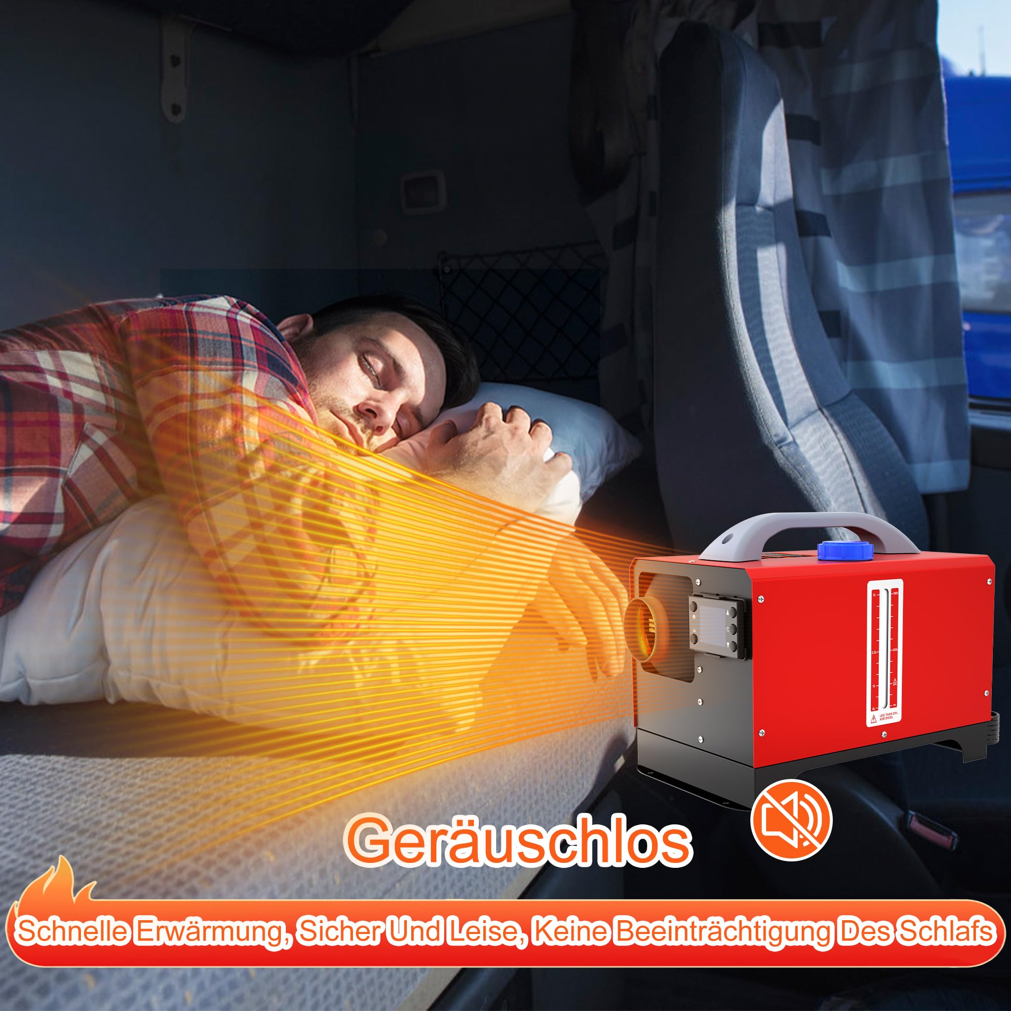 Aufun 8KW Riscaldatore Diesel, 12V Aria Riscaldatore ad Aria con Telecomando, Interruttore LCD per Auto Camper Barca Camion Camper Autobus (Rosso+Orizzonte)