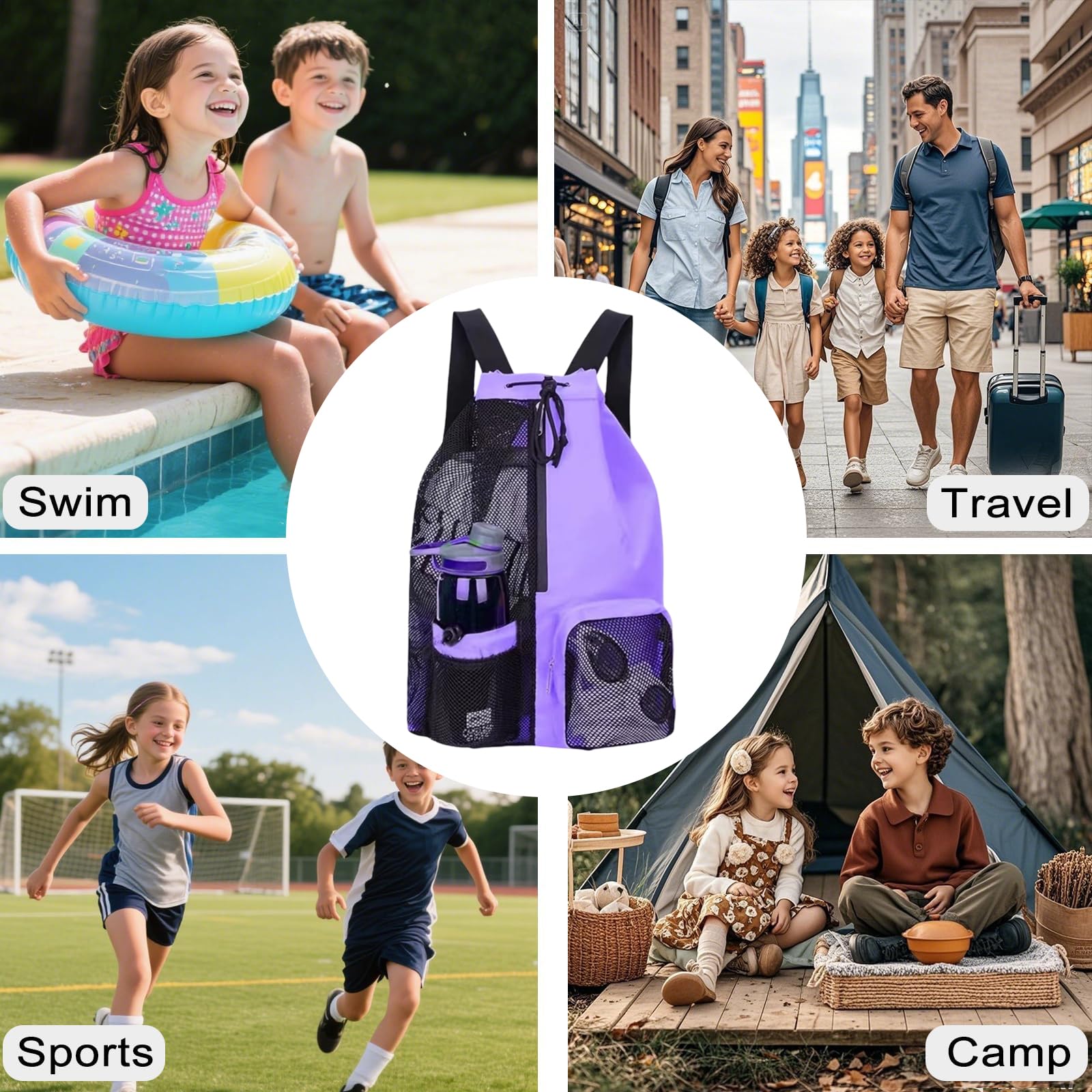 JSTHHTT Mochilas de Cuerdas, Bolsas de Cuerdas Mujer Hombre Mochila, Bolsa de Malla con Cordón en Seco-Húmedo, Natacion Cuerdas Bolsa Piscina Malla para Natación Gimnasio Playa Deporte — view 7