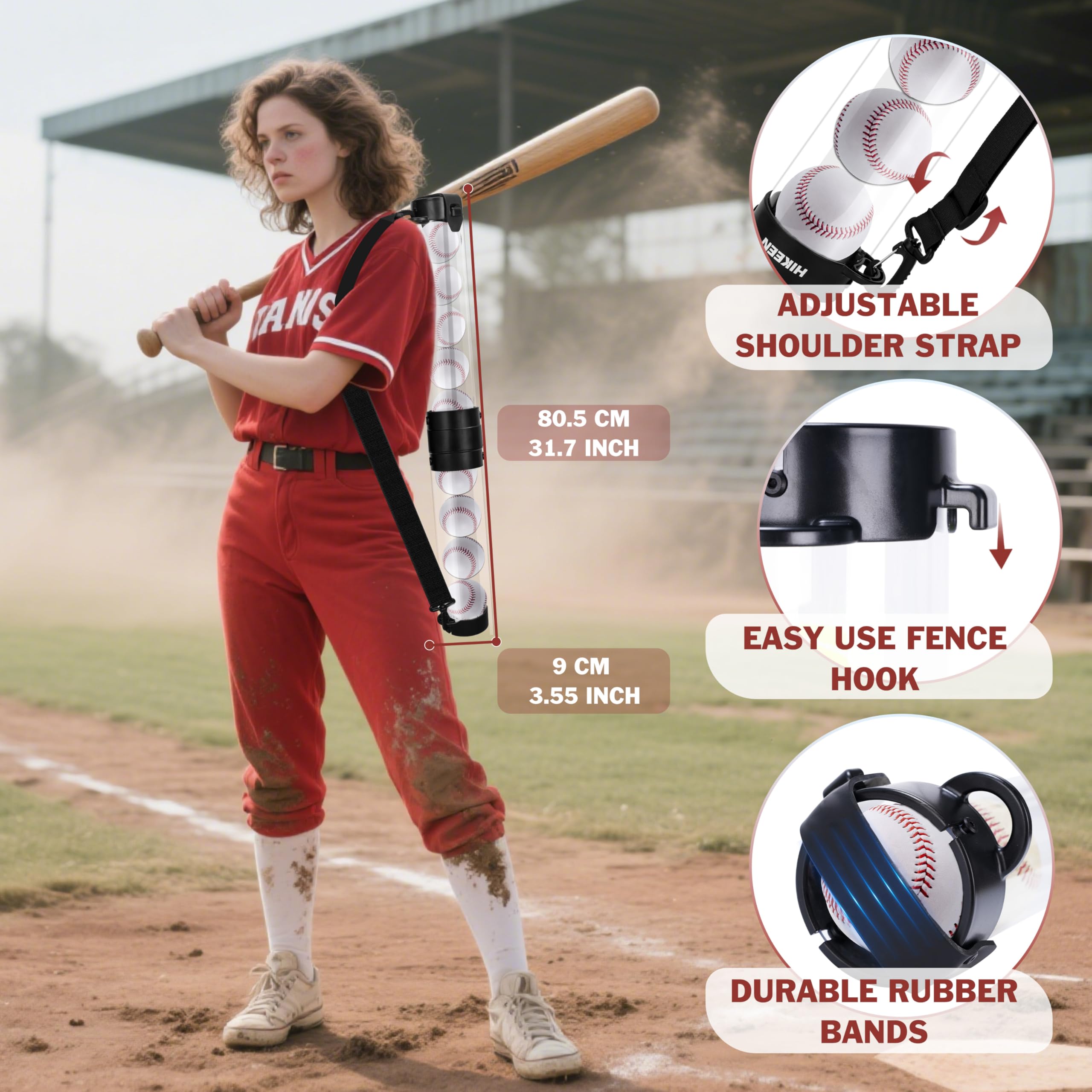 BOOSTEADY Raccogli Baseball Resistente - Contenitore per 10 Baseball, con Spallina - Rapido Raccolto e Riordino - Accessorio per Baseball (Palle Non Incluse)