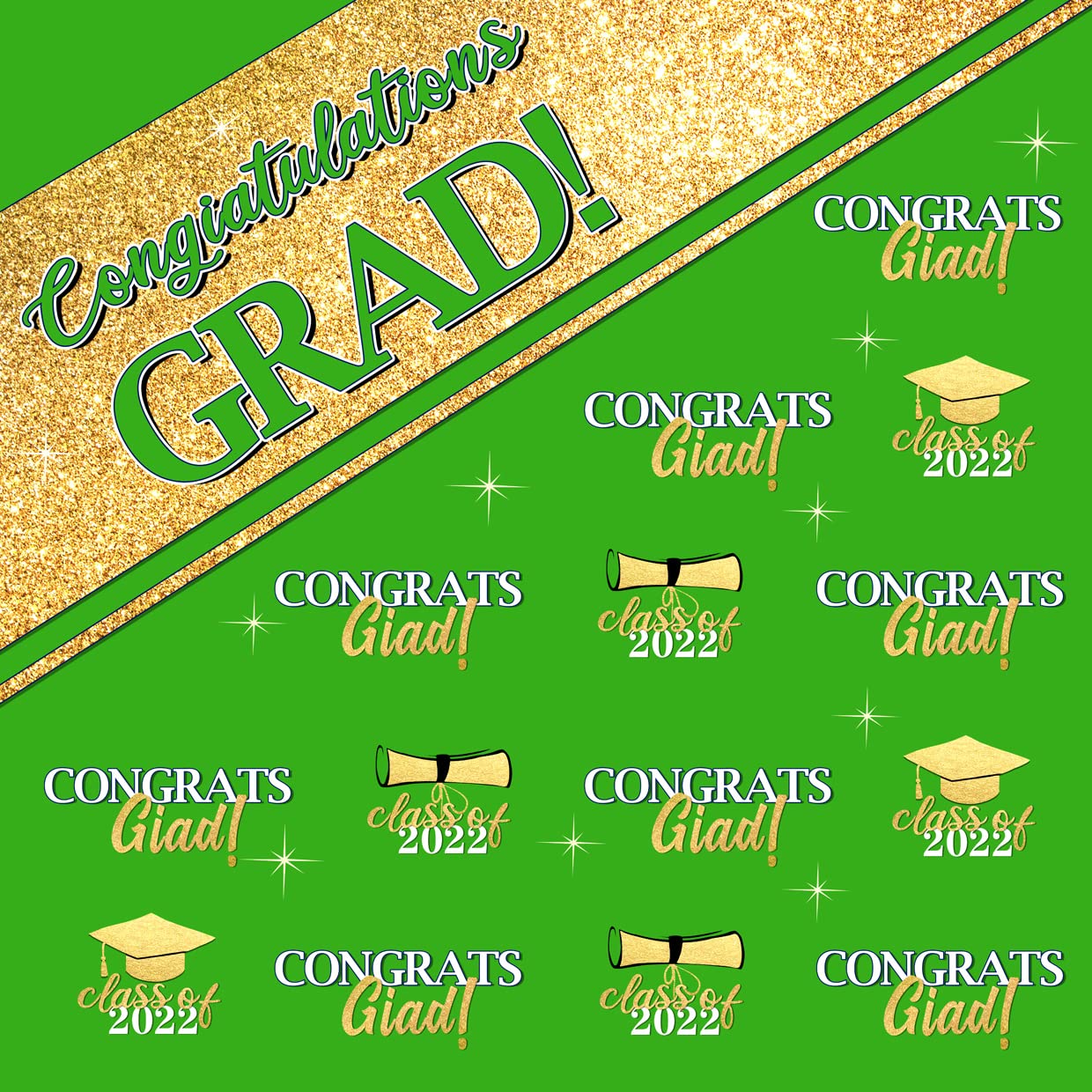 Photo 1 of SJOLOON Graduation Party Backdrop Class of 2022 Ceremony Background for Graduation Party Decoration Banner Booth Photo Props 12440 (6x6FT, Green) 6x6FT Green