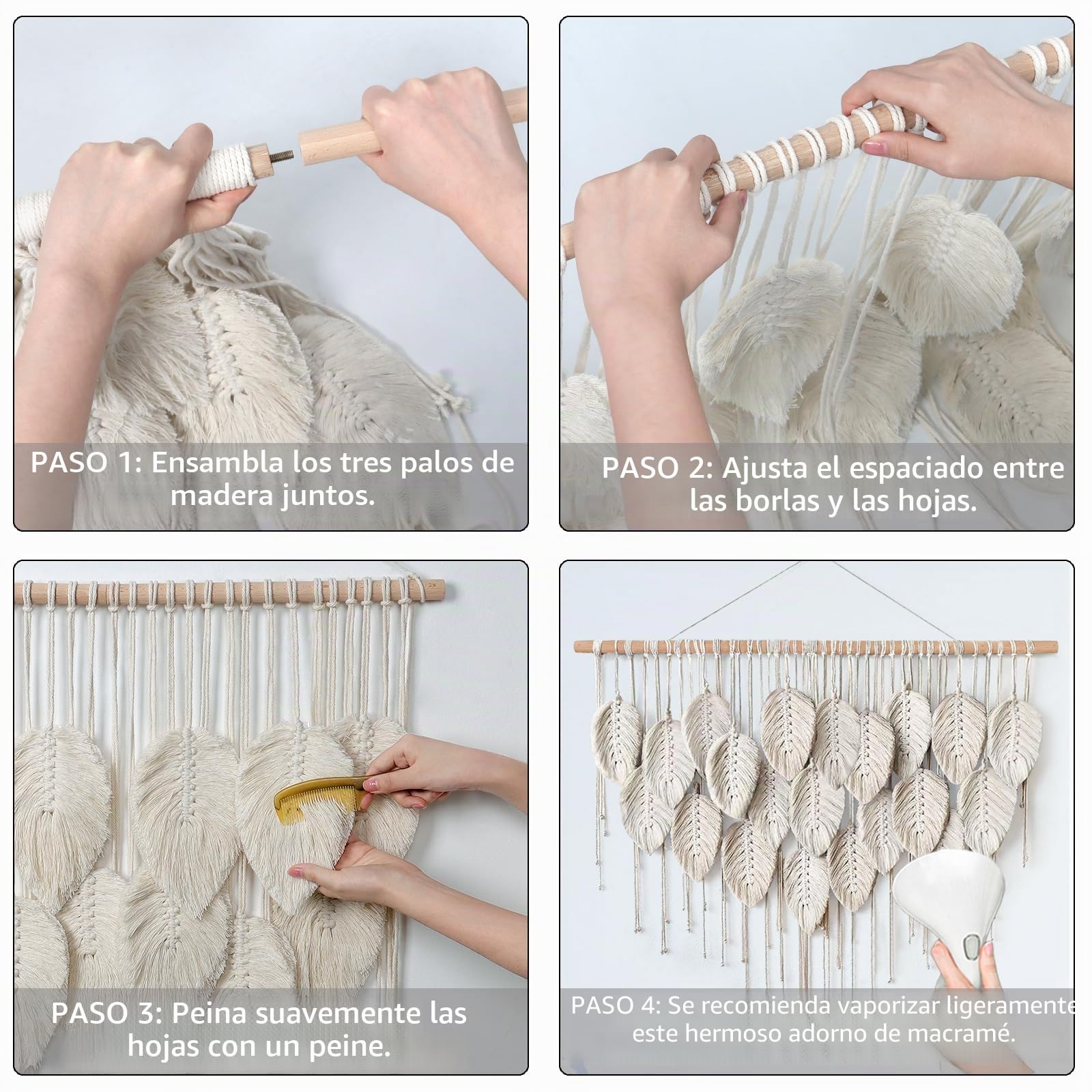 ASTNIC Tapiz de macramé para colgar en la pared, gran tapiz bohemio con borlas trenzadas, hecho a mano, decoración artística de pared para dormitorio, sala de estar, apartamento