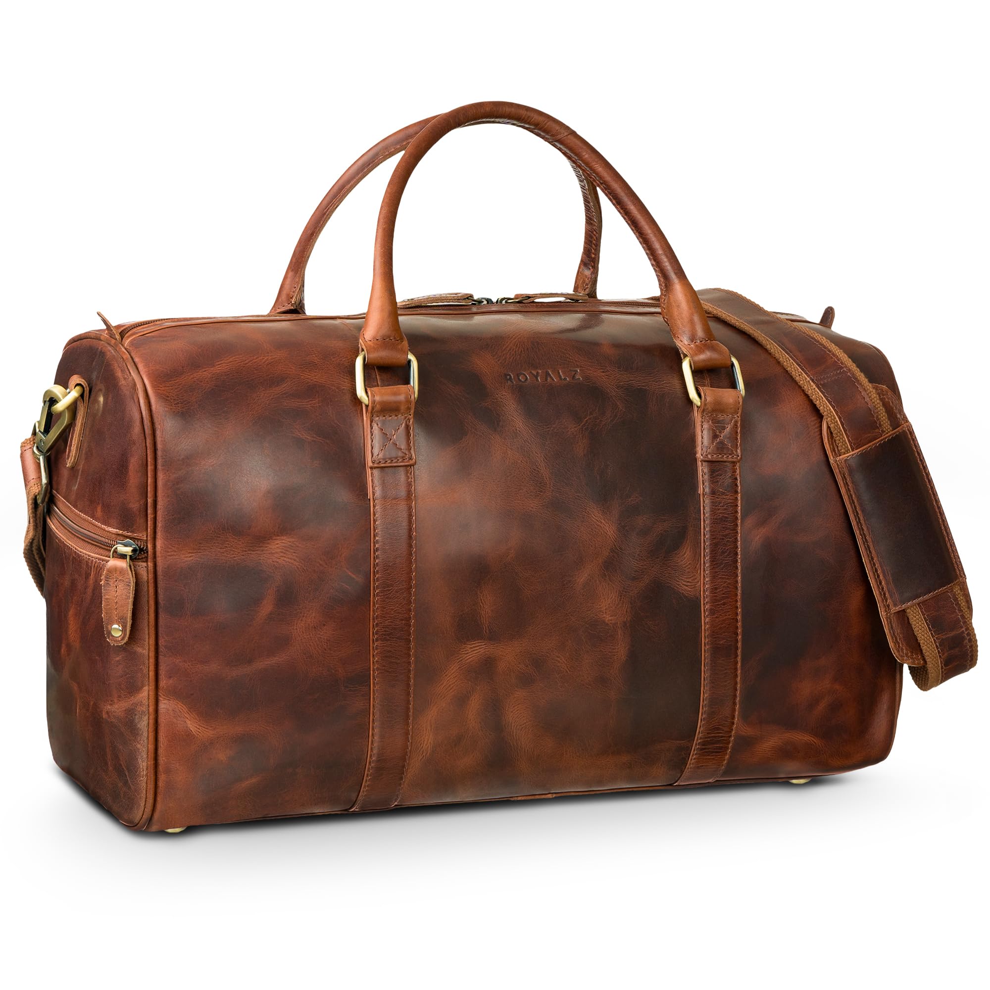 ROYALZ Palermo Premium Weekender męska, skórzana mała, do zawieszenia – mała torba podróżna, bagaż podręczny, rozmiar na krótkie wycieczki, do pracy, w podróży i z prawdziwej skóry, kolor: czarny