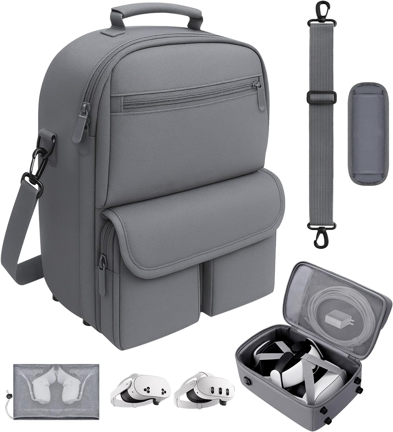 YRXVW Large Carrying Case for Meta Quest 3S/3/2, Compatible with BOBOVR & Kiwi Battery Head Straps, Waterproof & Drop-Resistant VR Travel Case for Accessories & Home Storage and Travel