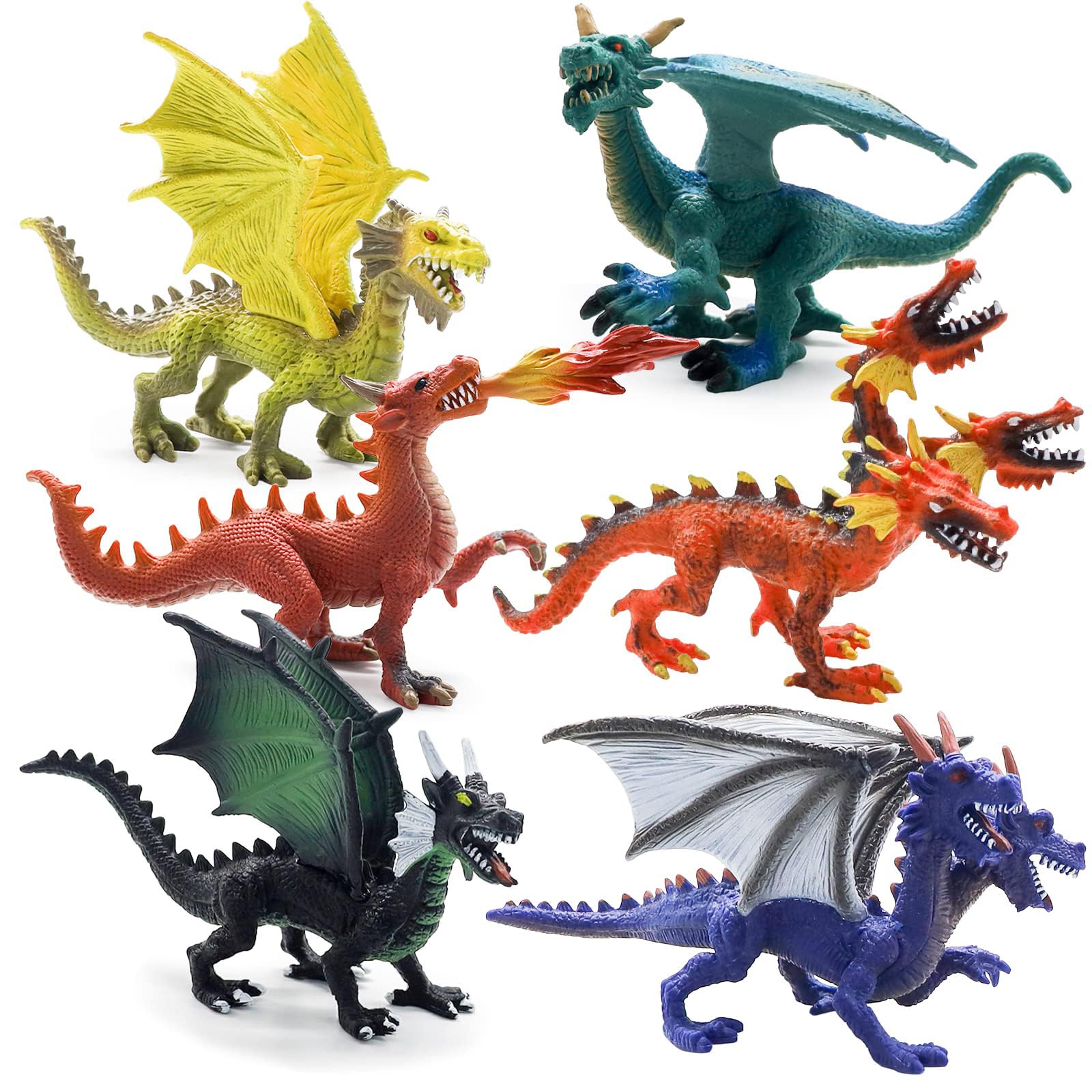 Sponsored Ad – Excefore Dragon Toy Figures, 6 pcs Plastic Dragon Figurines, Mini Dragon Toys, Flying Dragon Statue Cake Topper in Assorted Colors and Styles, Kids Toys Birthday Party Decoration