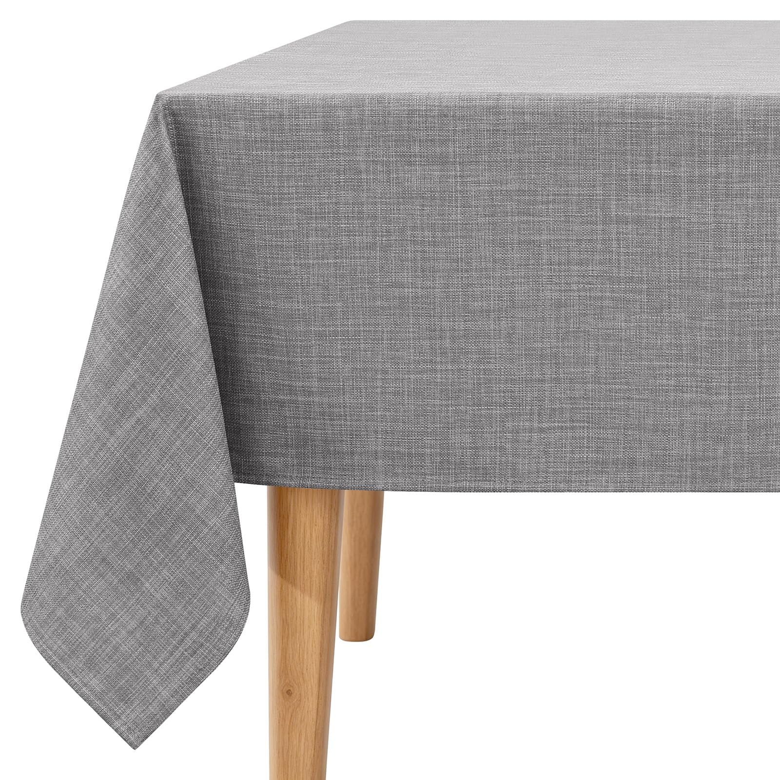 Homaxy Faux Linen Water Resistant Table Cloth, 140x220 cm Rectangle Wipeable Tablecloths for Kitchen Dinning Garden Party Decorations, Light Grey