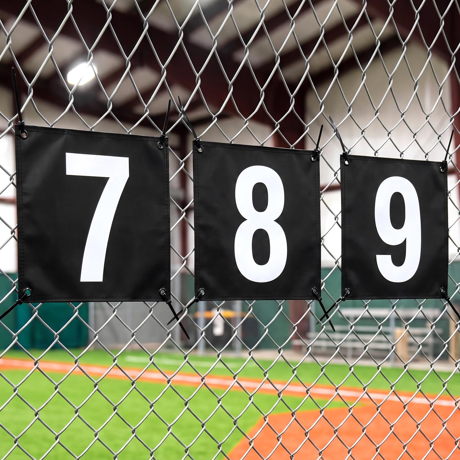 3 Pack Sports Field Number Signs Outdoor Black, Flexible Waterproof,7/8/9