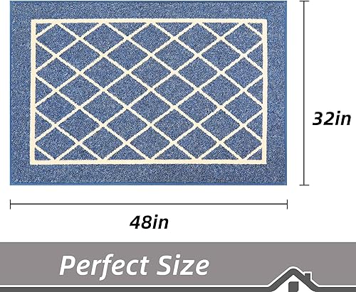 Miniatura 10 de BEQHAUSE - Juego de 2 tapetes de cocina lavables, antideslizantes, juego de 2 tapetes de cocina absorbentes, color azul marino con respaldo de
