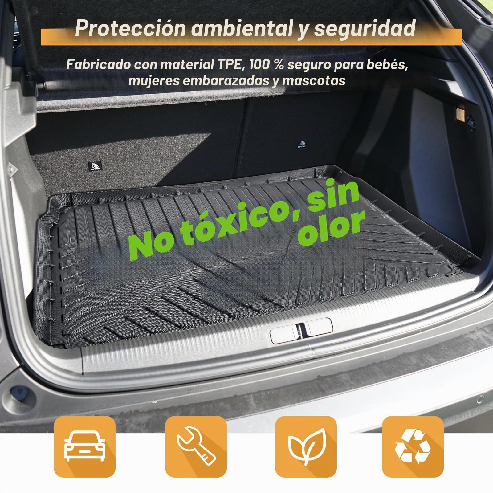 ECOZEN Alfombrilla Maletero Peugeot 2008 II 2020-2026 TPE (Plataforma de Carga Superior) 3D Alfombrilla de Goma para Maletero Impermeable Antideslizante Borde Alto Todo Clima Alfombrilla Maletero