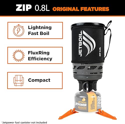 Miniatura 4 de Jetboil Estufa portátil de hervir rápido con cremallera de 0.8 L con botón de encendido fácil de girar para mochileros y campamentos, quemador de